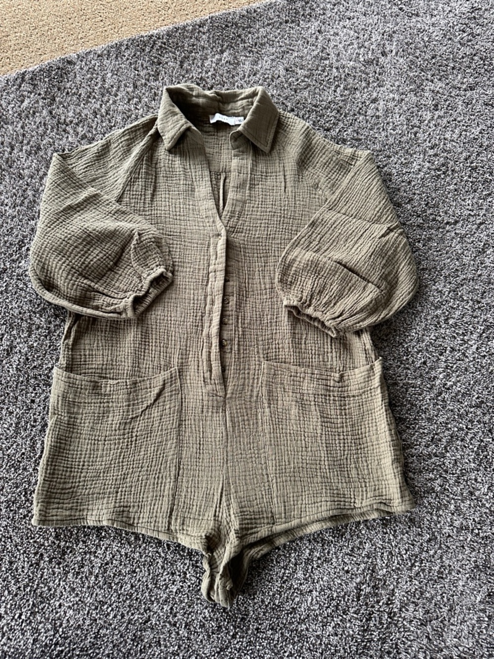 Lush Olive Green Gauze Romper